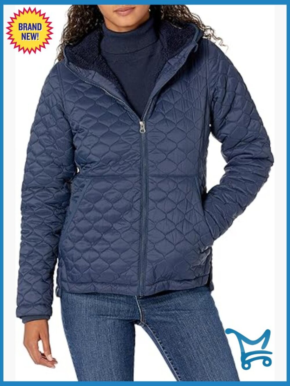 Lightweight Quilted Puffer Jacket with Sherpa Lining Water-Resistant Zip-Up